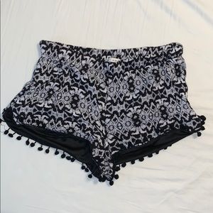 Francesca’s Miami black and white Pom Pom shorts